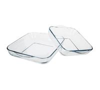 Lot de 2 Plats Culinaires en Verre ""Carrées"" 28cm Transparent