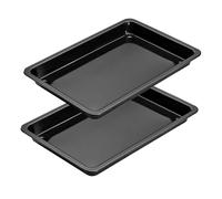 Dr Oetker 9929550 Lot de 2 plats à four, Cuisson pizza four, Plat de cuisson, Plaque à pâtisserie, Plat four, Pizza, Plaque pâtisserie, Acier, Email, Noir, 42 x 29 x 4 cm