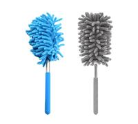 Lot de 2 plumeaux en microfibre, brosse à poussière rétractable, poudre de ressort pour nettoyer la poussière, les couvertures, les toiles d'araignée, etc.