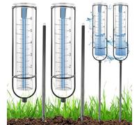 Lot de 2 pluviomètres de 17,8 cm pour jardin en verre trempé résistant au gel, pluviomètre avec piquet de terre, pluviomètre pour cour, pont, pelouse, paysage, positionnable de manière flexible