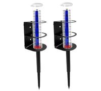 Lot de 2 pluviomètres d'extérieur faciles à lire avec support en métal, gros caractères et flotteur rouge, jauge de mesure précise des précipitations pour jardin, pelouse, cour, surveillance mét