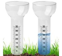 Lot de 2 pluviomètres : pluviomètre en verre de 35 mm avec échelle transparente, pluviomètre en forme d'entonnoir, pluviomètre d'extérieur résistant au gel pour jardin, terrasse, pelouse, paysage et a