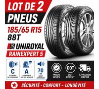 Lot de 2 pneus 185/65 R15 88T UNIROYAL RAINEXPERT 5 Été NEUFS DOT Récent