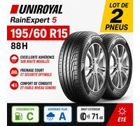 Lot de 2 pneus 195/60 R15 88H UNIROYAL RAINEXPERT 5 Été NEUFS DOT Récent