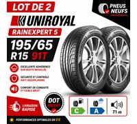 Lot de 2 pneus 195/65 R15 91T UNIROYAL RAINEXPERT 5 - Été Neufs DOT Récent