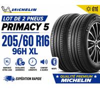 Lot de 2 pneus 205/60 R16 96H MICHELIN PRIMACY 5 XL - Été - Renforcés - Neufs
