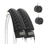 Ecovelò Lot de 2 pneus 26 x 1,50 (40-559) + chambres Slick Blanc/Noir VTT Hybride