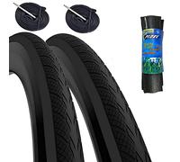 Lot de 2 pneus 700 x 25 C (25-622) + chambres à air anti-piqûres, déséquilibres, noirs, On-Off Road, vélo de course, Gel, Bike
