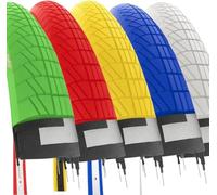 Lot de 2 pneus colorés 20 x 1,75 (47-406) + Chambres vannes américaines pneus Routiers grâce à la Ville vélo Enfant (Jaune)