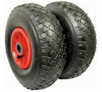 Lot de 2 pneus de diable 3.00-4 - 260 x 85 x 20 - Avec chambre à air et roue pour axe de 20 mm de diamètre - Pneus de rechange - Pour diable et chariot - Avec valve coudée - Noir/rouge - Taille L