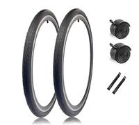 Lot de 2 pneus de vélo de route améliorés : 700 x 25C/28C/32C/35C/38C/40C Double bande de protection anti-crevaison avec valve Schrader 48 mm chambres à air et démonte-pneus (700 x 40 C)