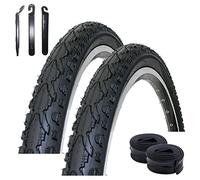 Lot de 2 pneus de vélo Kenda K-935 20" 47-406 (20 x 1,75) + 2 chambres à air compatibles AV avec 3 démonte-pneus