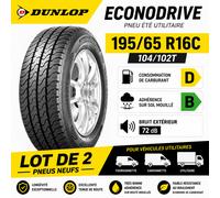 Lot de 2 Pneus DUNLOP ECONODRIVE 195/65 R16C 104/102T Été Utilitaire Neufs