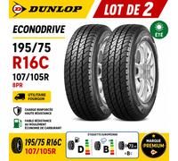 Lot de 2 Pneus DUNLOP ECONODRIVE 195/75 R16C 107/105R 8PR Été Utilitaire Fourgon