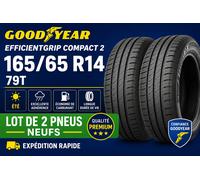 Lot de 2 Pneus GOODYEAR EfficientGrip Compact 2 165/65 R14 79T Été Neufs Premium
