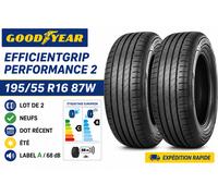 Lot de 2 Pneus GOODYEAR EfficientGrip Performance 2 195/55 R16 87W Neufs DOT Réc