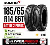 Lot de 2 Pneus Kumho Ecowing ES31 185/65 R14 86T Neufs DOT Récent Été