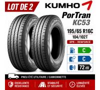 Lot de 2 Pneus KUMHO PorTran KC53 195/65 R16C 104/102T Été Utilitaire 8PR