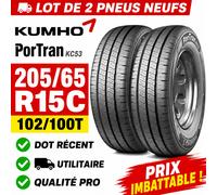 Lot de 2 Pneus KUMHO PorTran KC53 205/65 R15C 102/100T Utilitaire Été Neufs DOT