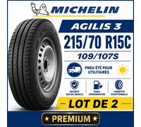 Lot de 2 Pneus MICHELIN Agilis 3 215/70 R15C 109/107S Été Utilitaire Neufs