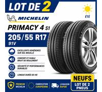 Lot de 2 Pneus MICHELIN Primacy 4 S1 205/55 R17 91V Été Premium
