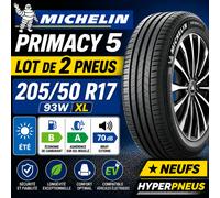 Lot de 2 Pneus MICHELIN Primacy 5 205/50 R17 93W XL Été Neufs Premium