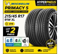 Lot de 2 Pneus MICHELIN Primacy 5 215/45 R17 91W XL Été Neufs Premium