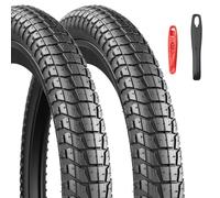Lot de 2 pneus pliables de 20 pouces 20 x 1,95/2.1/2.25 - Compatible avec 50/53/57-406 - Pour kidsbike / VTT / BMX (noir, 20 x 1,95)