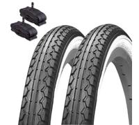 Lot de 2 Pneus Vélo 24 Pouces KENDA 24 x 1,75 (47-507) + 2 Chambres à Air avec Valve SCHRADER AMÉRIQUE GRACIELLA CITY BIKE ENFANT PNEUMATIQUES ROUTES BIANCONERO