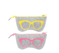 Lot de 2 poches à lunettes, 4 chiffons, étui souple pour lunettes de soleil et de lecture, pochette ultra fine, convient pour lunettes de soleil et myopie (jaune)