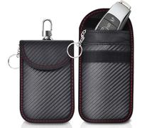 Lot de 2 Pochette Etui Anti RFID cle Voiture,Pochettes Blocage Signal pour Clé Voiture en Fibre de Carbone,Grand Faraday Pouch Bag, Pochettes Blocage Signal RFID pour Clé Voiture