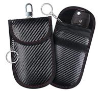 Lot de 2 Pochette Etui Anti RFID cle Voiture,Pochettes Blocage Signal pour Clé Voiture en Fibre de Carbone,Petit Faraday Pouch Bag, Pochettes Blocage Signal RFID pour Clé Voiture