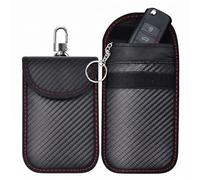 Lot de 2 Pochette Faraday pour Clé Voiture, Étui Anti RFID Blocage de Signal pour Sécurité Antivol, Sac de Protection Ondes avec Crochet et Anneau, Porte e Voiture Universel - Moyen