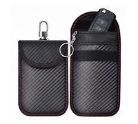 Lot de 2 Pochette Faraday pour Clé Voiture, Étui Anti RFID Blocage de Signal pour Sécurité Antivol, Sac de Protection Ondes avec Crochet et Anneau, Porte e Voiture Universel - Petit
