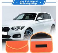 Lot de 2, Pochette Faraday, Sacs de Blocage de Signal RFID Universels pour Clé de Voiture Démarrage sans Clé, Protecteur de Clé Fob en Tissu Oxford Orange