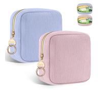 Lot de 2 Pochette pour Serviettes Hygiéniques Tampons Protège Slip Culotte Menstruelle Pochette Rangement Organisateur pour Serviette Hygiénique Cadeau Kit Premieres Régles Jeune Fille(Rose&Bleu)