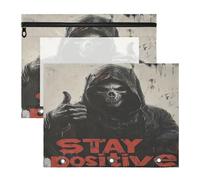 Lot de 2 pochettes à crayons avec fenêtre transparente pour classeur à 3 anneaux pour enseignants, fournitures scolaires, étudiants, enseignants, dieu de la mort crâne