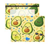 Lot de 2 pochettes à fermeture éclair pour classeur Jaune avocat | Lot de 2 pochettes pour documents avec espace de rangement de taille normale, coque 100 % polyester, 30,5 x 24,5 cm