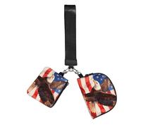 Lot de 2 pochettes à fermeture éclair pour femme avec badge aigle vétéran - Petit sac de poignet pour clés, cartes, course à pied, gym, voyage, sports de plein air