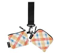 Lot de 2 pochettes à monnaie colorées vichy pour femmes avec porte-cartes et fermeture éclair minimaliste avec dragonne pour femmes et filles, Vichy coloré, Taille unique