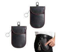 Lot de 2 Pochettes Anti RFID pour Clé de Voiture - Protection RFID Bloqueur de Signaux, Étui en Cuir Durable avec Anneau et Crochet, Anti-Vol et Protection Contre les Interférences Électromagnéti