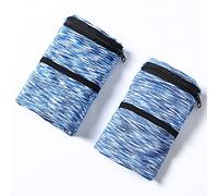 Lot de 2 pochettes au poignet, portefeuille de poche avec fermeture éclair pour la course, la marche, la randonnée, le cyclisme, le yoga et plus encore (bleu + bleu, S)