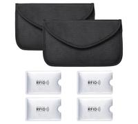 Lot de 2 pochettes blindage signal, 4 porte-cartes blindage, pochette portable tel portable, en tissu Oxford, sac protection signal convient clés voiture