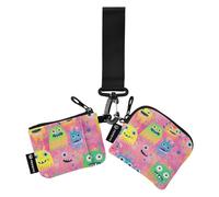 Lot de 2 pochettes colorées Monster Peach pour pièces de monnaie pour femme avec porte-clés pour femme