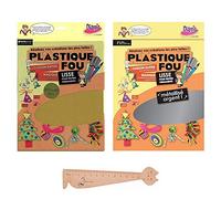 Lot de 2 pochettes de Plastique Fou Diam's : Lisse Métalisé Or + Lisse Métalisé Argent + 1 Règle Marque-page en Bois Blumie