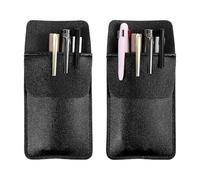 Lot de 2 pochettes de protection en cuir pour stylo pour homme, chemise, manteaux de laboratoire, peut contenir stylos, pointeurs, crayons, cartes, fournitures scolaires, bureau, hôpital, noir, 16 x 8