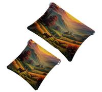 Lot de 2 pochettes en éclats d'obus pour sac à main, art Mountain Deer-1387, trousse de maquillage étanche, pochette portable pour femme, Multicolore 10., A:7.1x5.8in/18x14.8cm,B:4.7x4.5in/12x11.5cm