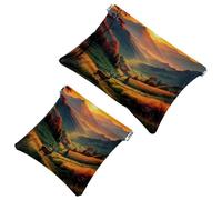 Lot de 2 pochettes en éclats d'obus pour sac à main, art Mountain Deer-1387, trousse de maquillage étanche, pochette portable pour femme, Multicolore 09, A:7.1x5.8in/18x14.8cm,B:4.7x4.5in/12x11.5cm