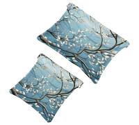 Lot de 2 pochettes en éclats d'obus pour sac à main, bourgeons de fleurs rouges et fleurs blanches, trousse de maquillage étanche, pochette portable pour femme, Multicolore 02, A:7.1x5.8in/18x14.8cm,B