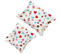 Lot de 2 pochettes en éclats d'obus pour sac à main, crème glacée d'été, pastèque, trousse de maquillage étanche, pochette portable pour femme, Multicolore 05, A:7.1x5.8in/18x14.8cm,B:4.7x4.5in